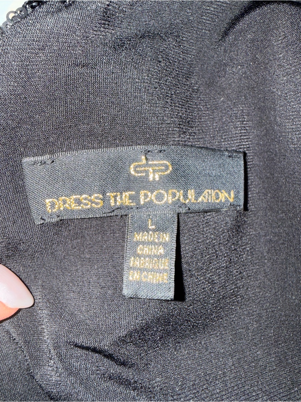 Dress the Population Allison Sequin Midi Dress Black Blue Size Large EUC - Picture 6 of 17